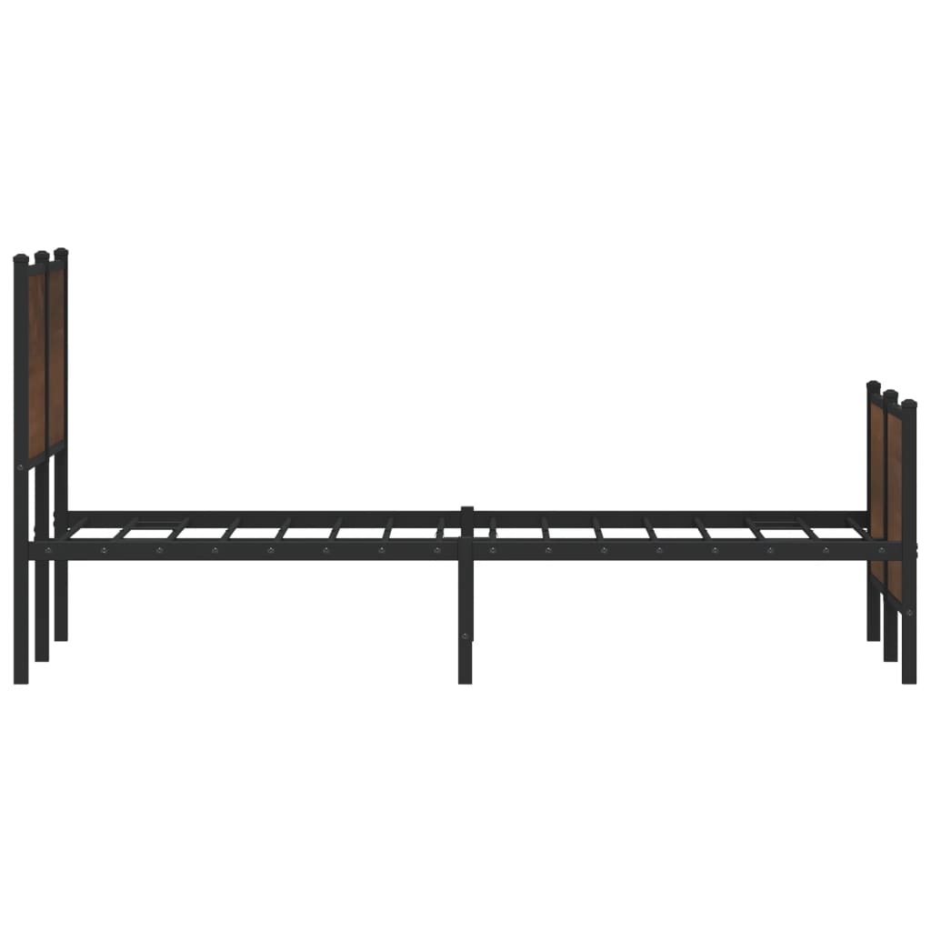 Sengeramme i metall uten madrass brun eik 140x200 cm