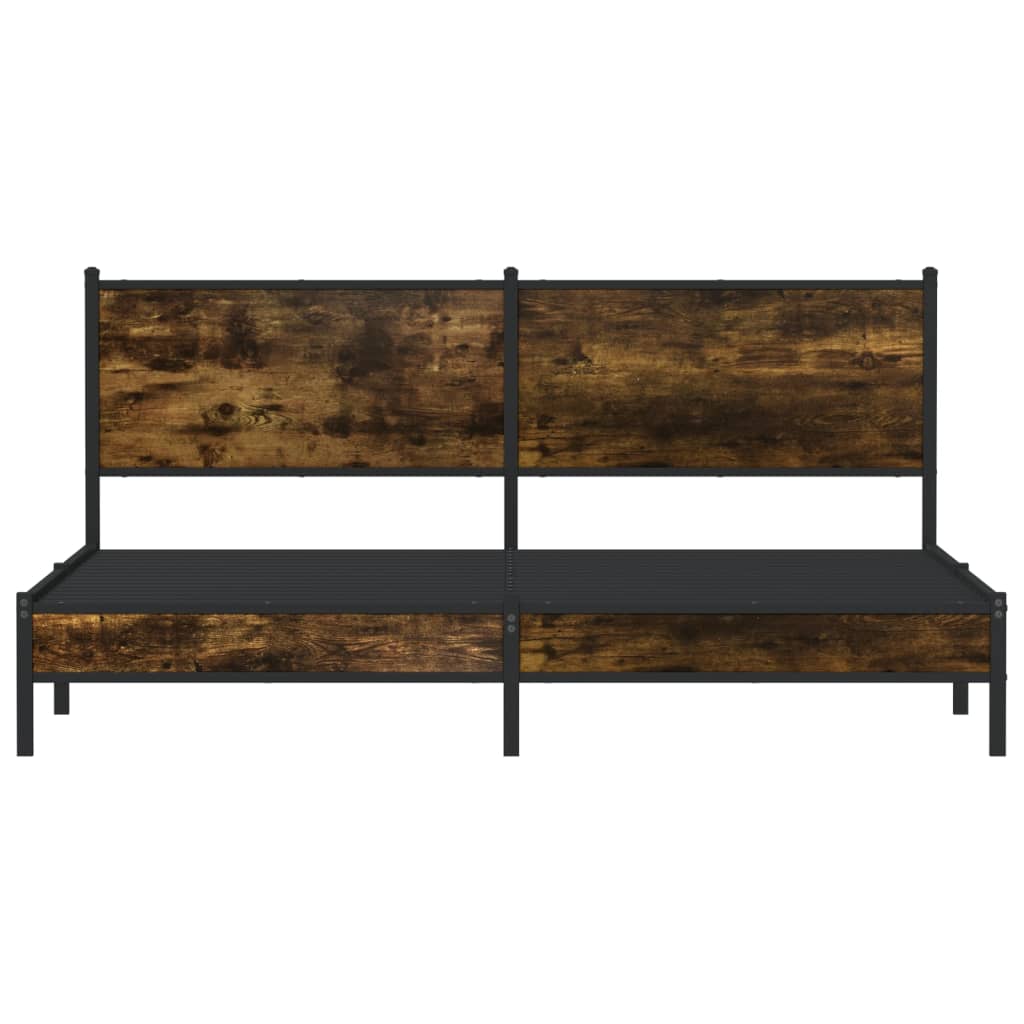Sengeramme i metall uten madrass røkt eik 180x200 cm
