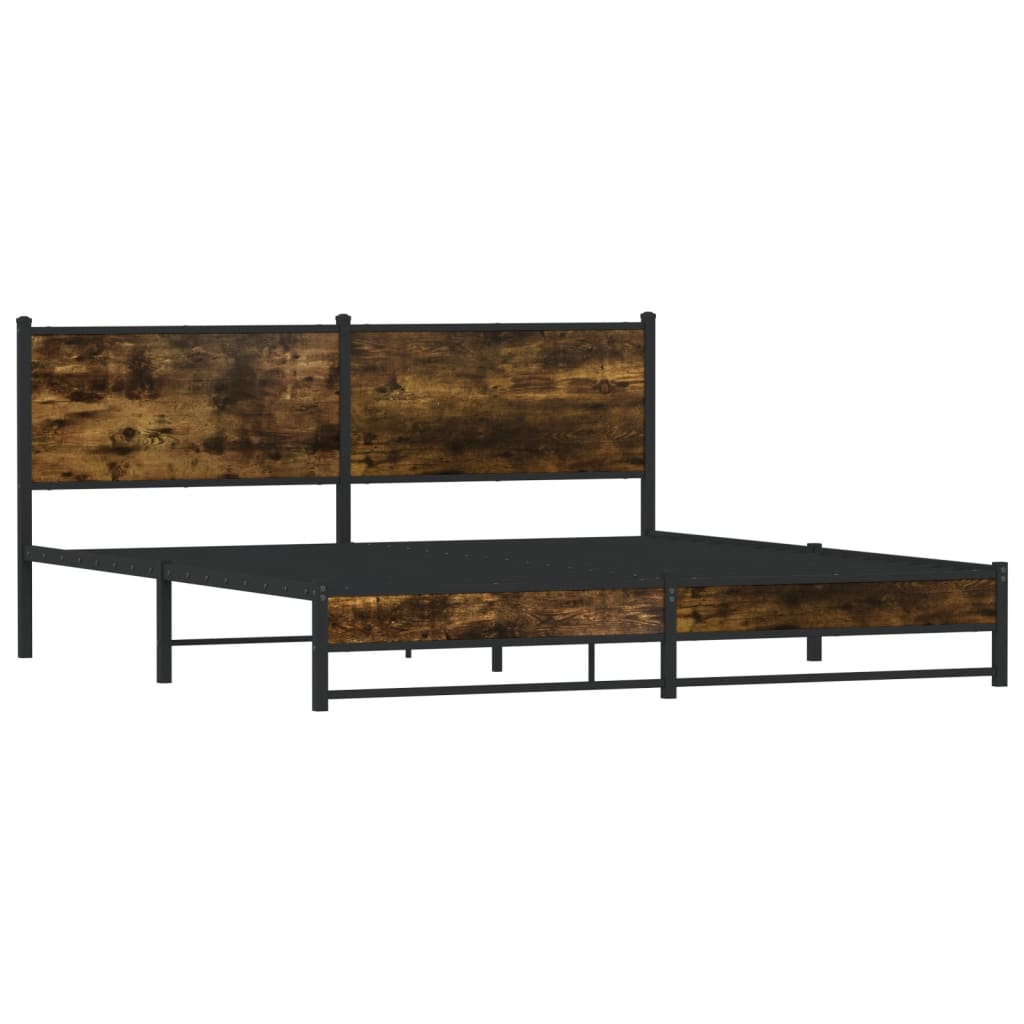 Sengeramme i metall uten madrass røkt eik 180x200 cm