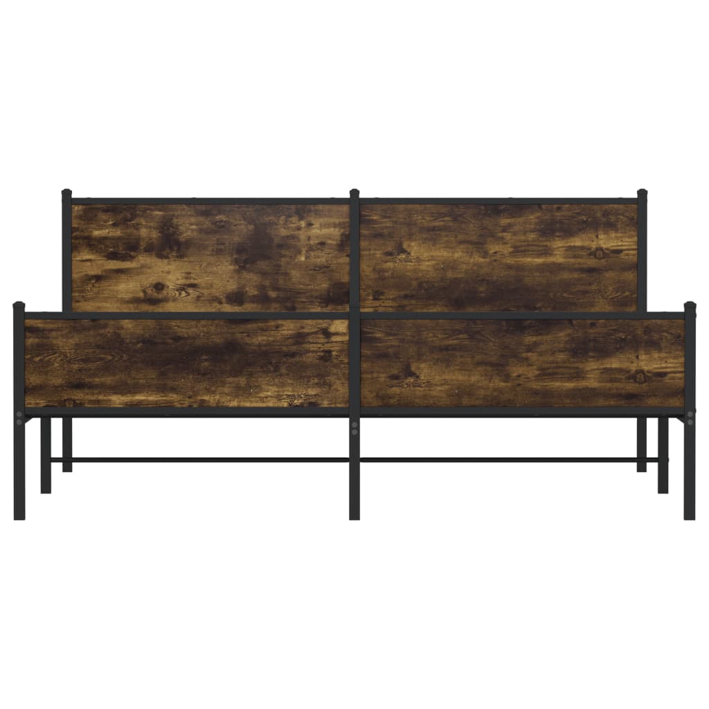 Sengeramme i metall uten madrass røkt eik 193x203 cm