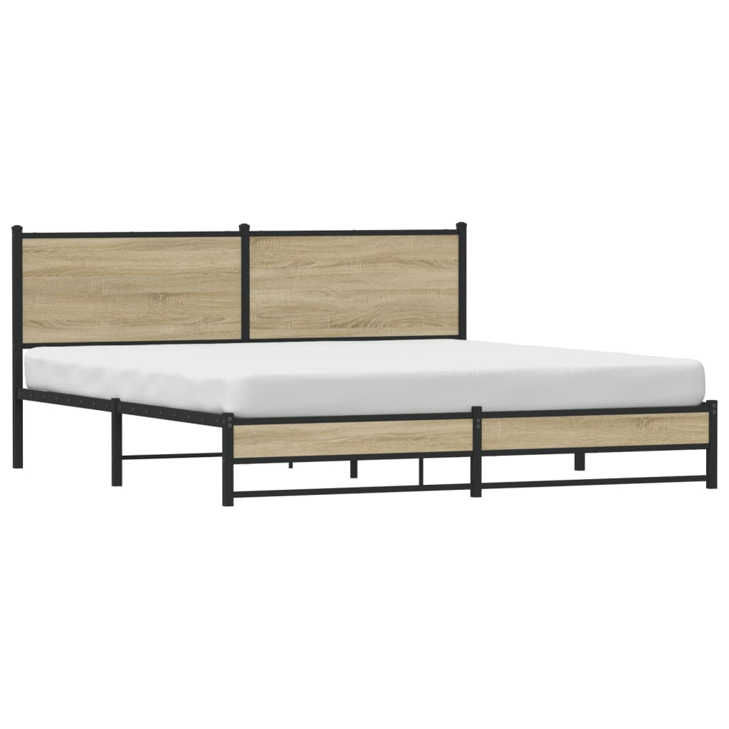Sengeramme i metall uten madrass sonoma eik 183x213 cm