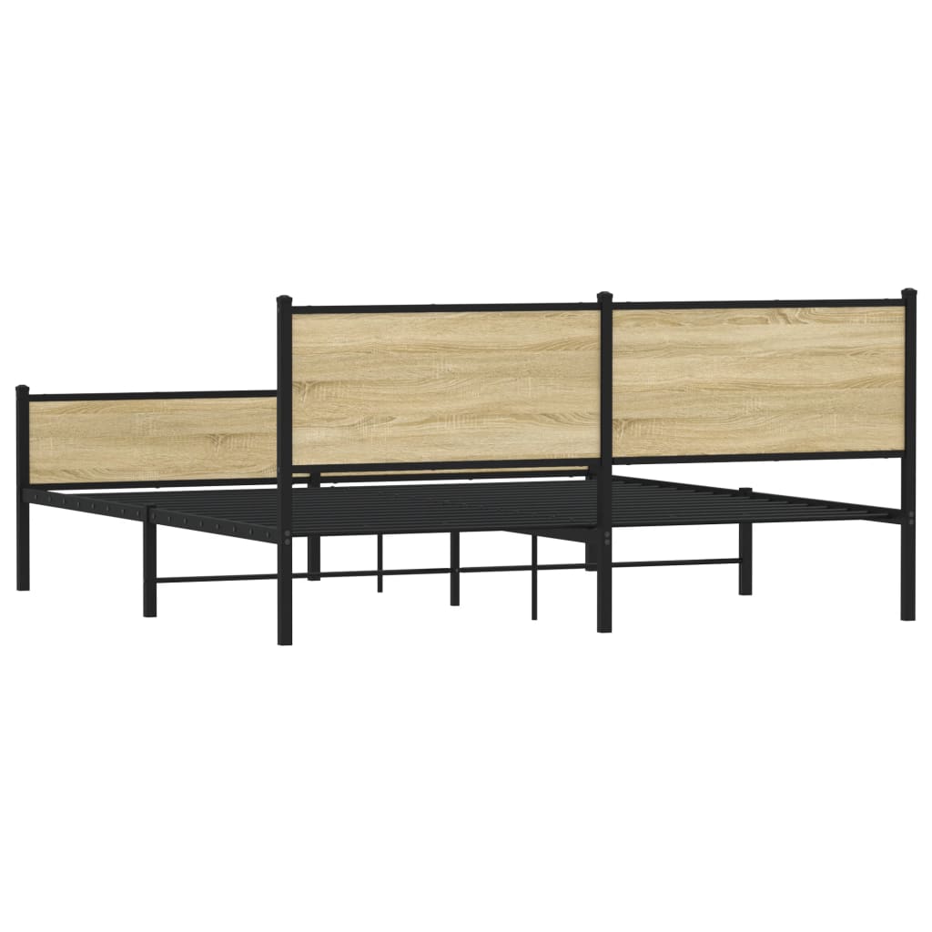 Sengeramme i metall uten madrass sonoma eik 160x200 cm