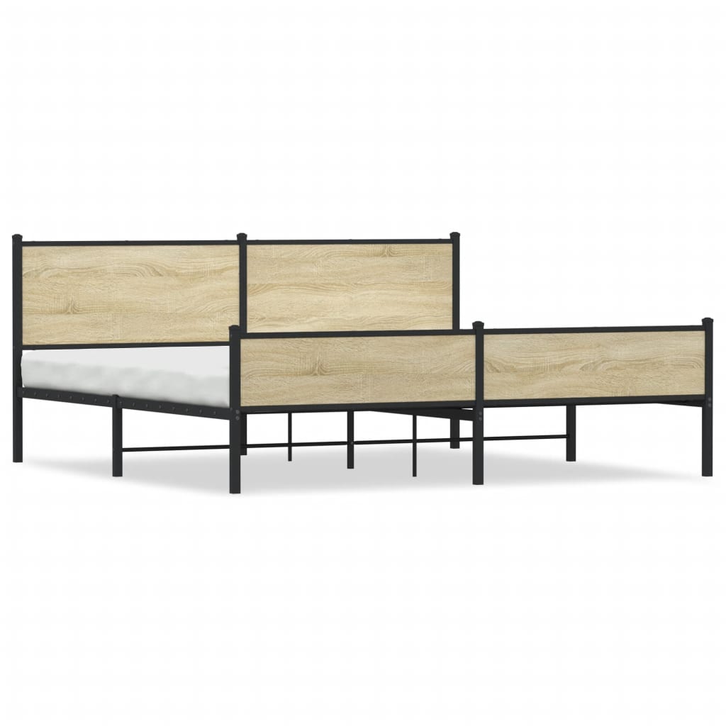 Sengeramme i metall uten madrass sonoma eik 200x200 cm