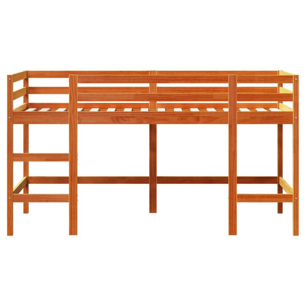 Køyeseng for barn med stige voksbrun 90x190 cm heltre furu