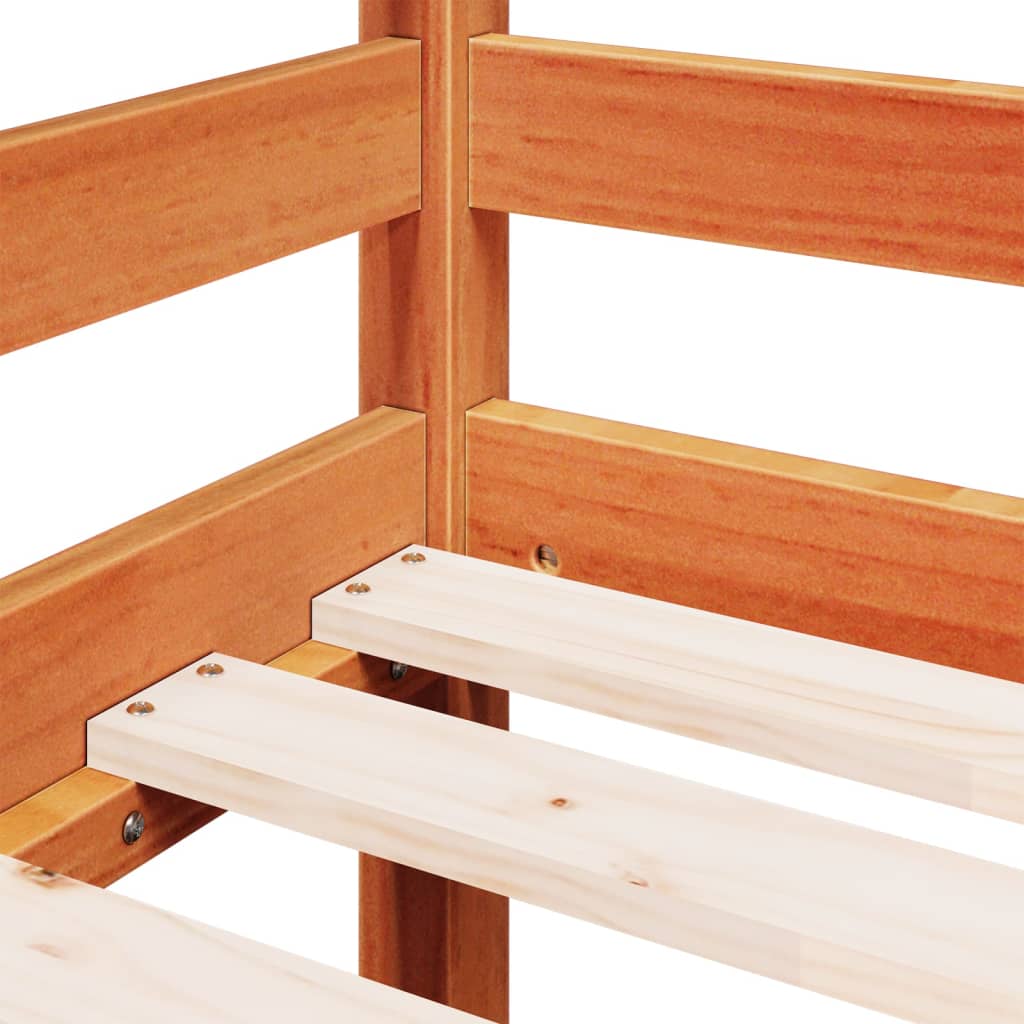 Køyeseng for barn med stige voksbrun 90x190 cm heltre furu