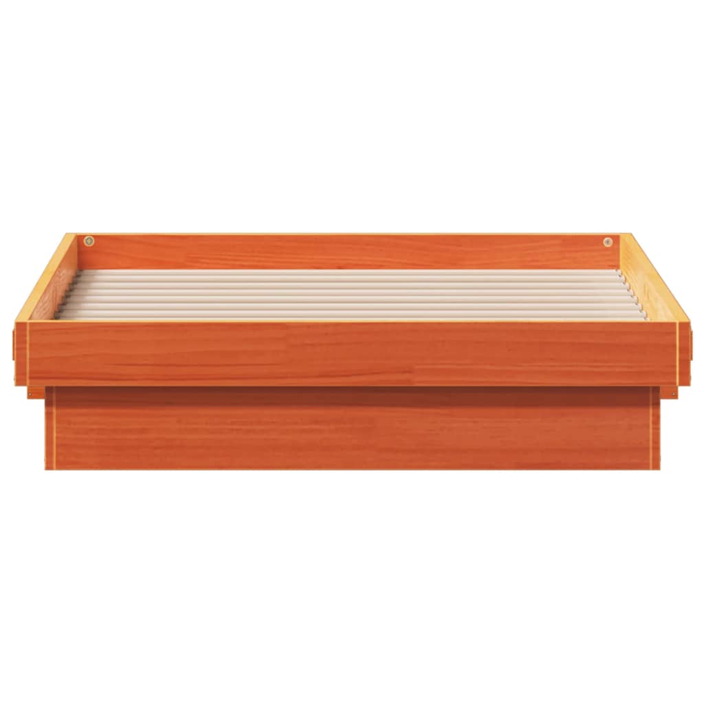 Sengeramme med LED voksbrun 75x190 cm heltre furu