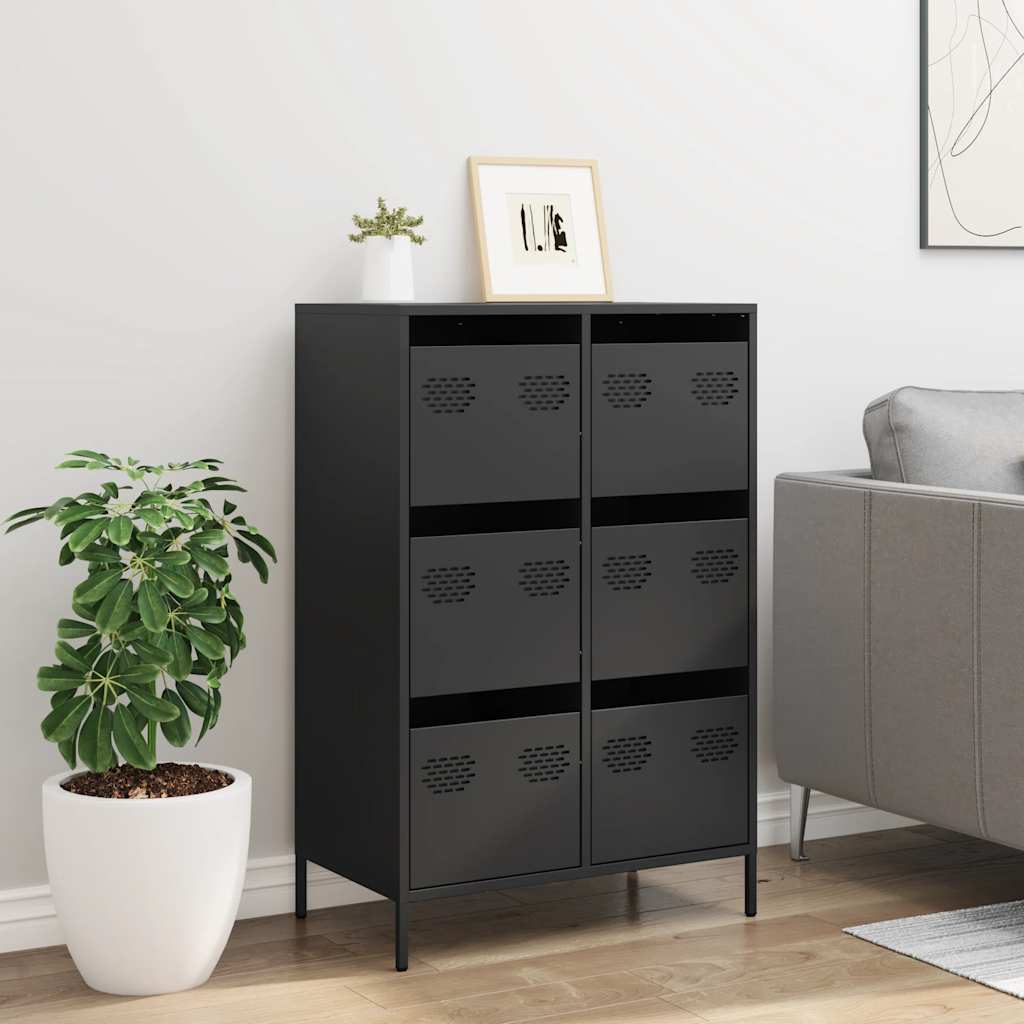 Highboard svart 68x39x101,5 cm stål