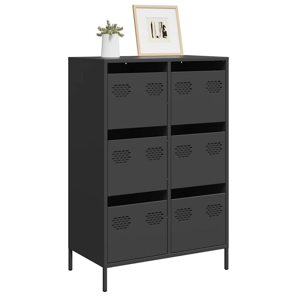 Highboard svart 68x39x101,5 cm stål