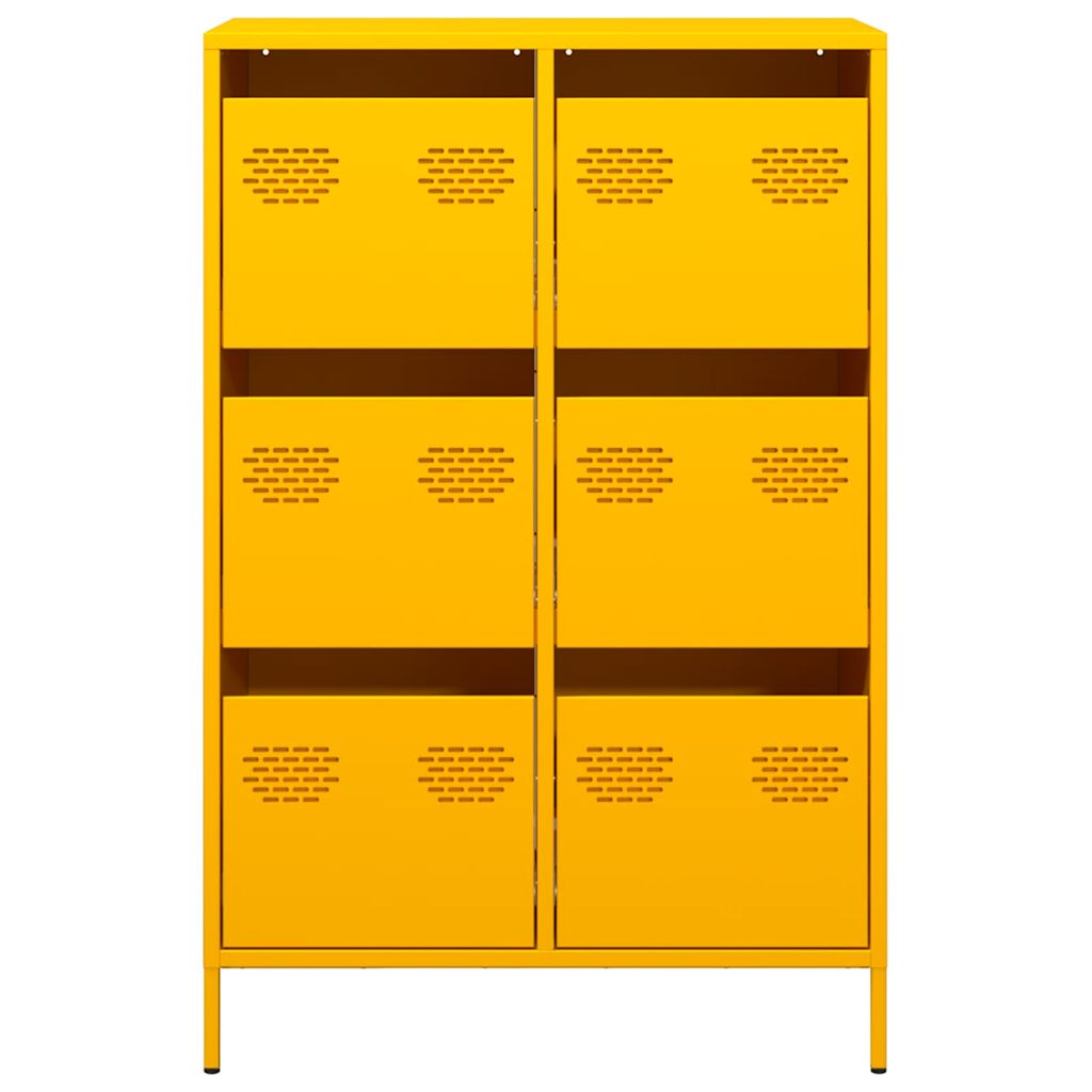 Highboard sennepsgul 68x39x101,5 cm stål