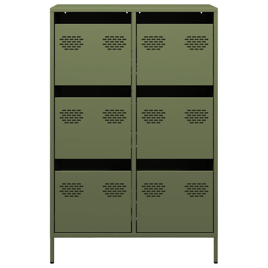 Highboard olivengrønn 68x39x101,5 cm stål