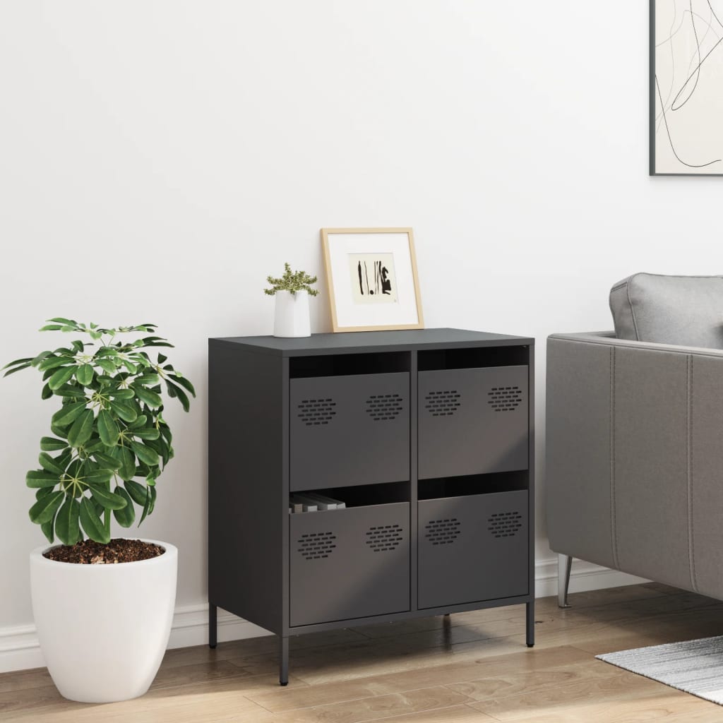 Oppbevaringskap svart 68x39x73,5 cm kaldvalset stål