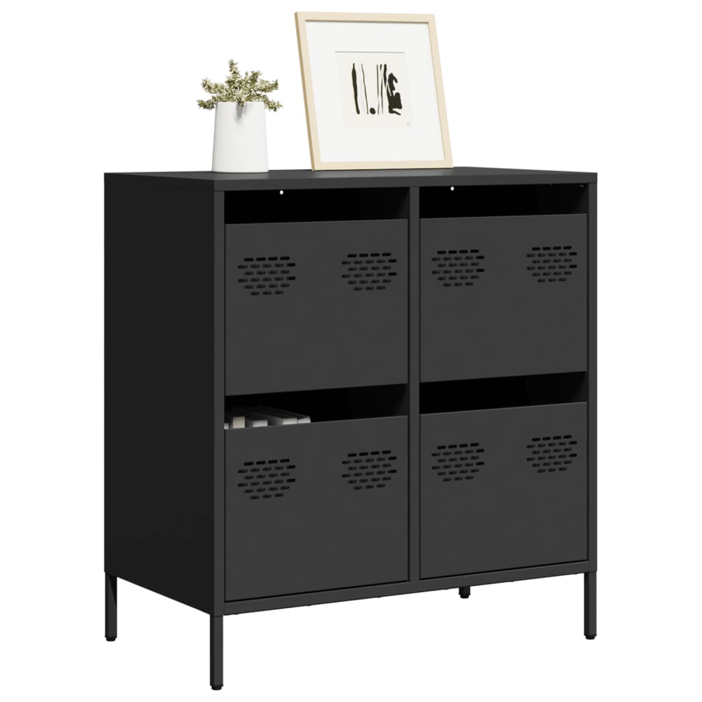 Oppbevaringskap svart 68x39x73,5 cm kaldvalset stål