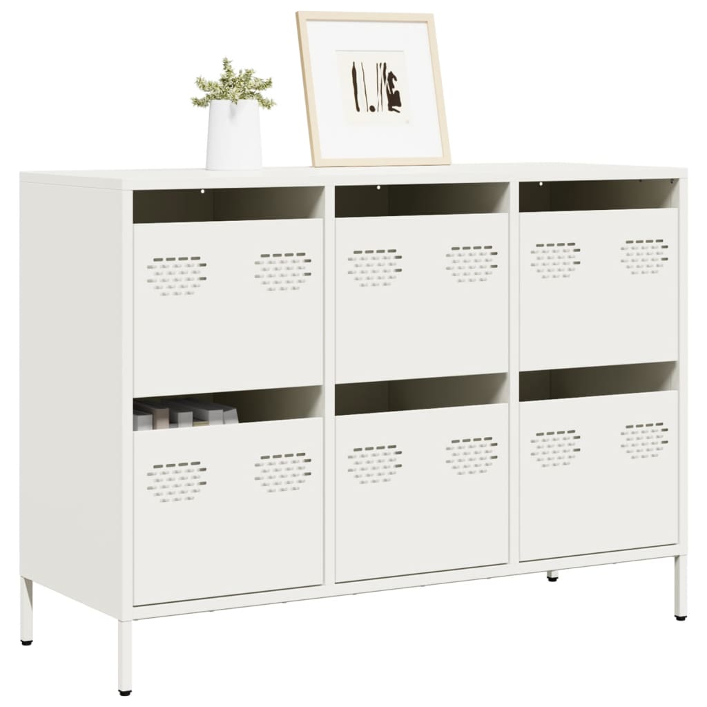 Skjenk hvit 101,5x39x73,5 cm kaldvalset stål