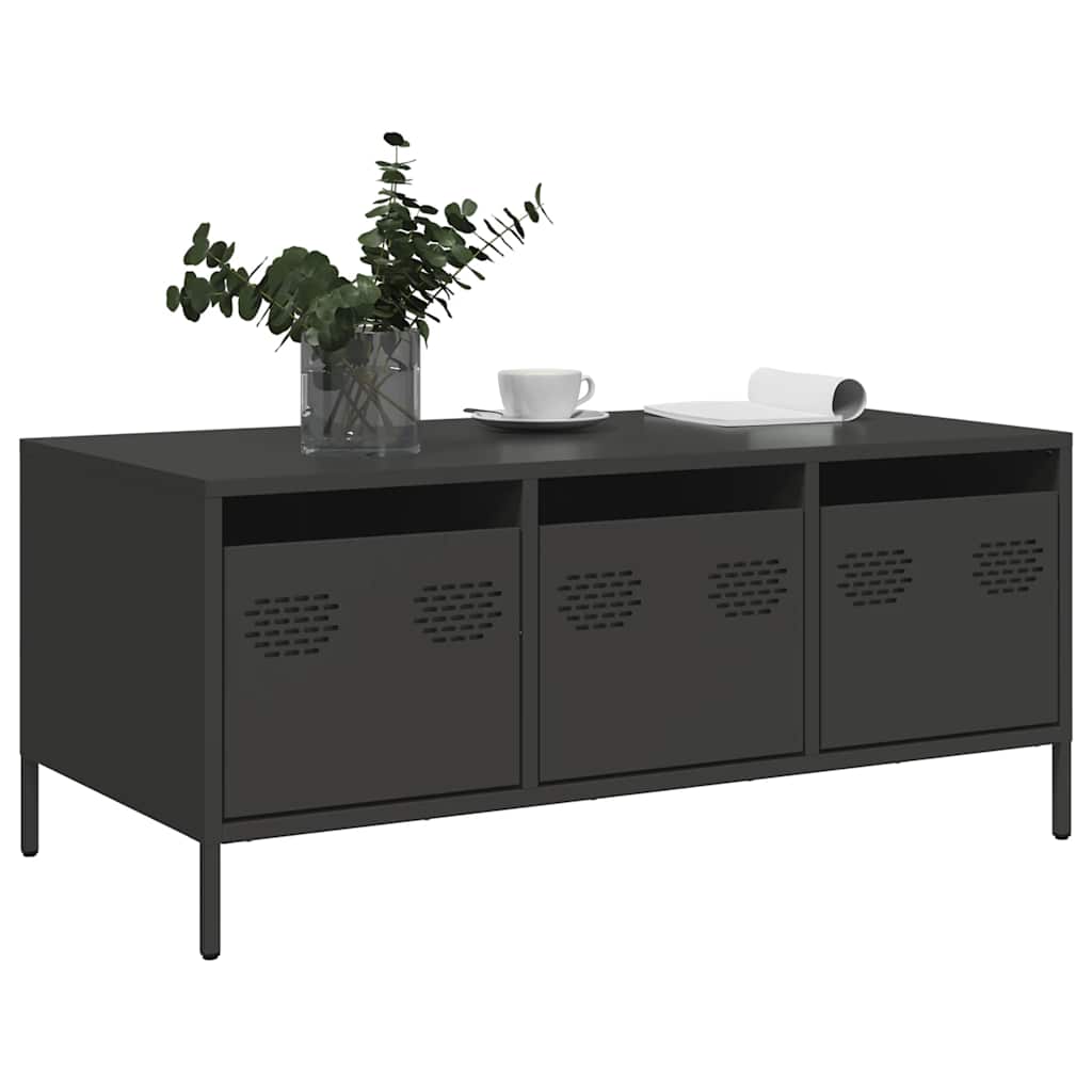 Salongbord svart 101,5x50x43,5 cm kaldvalset stål