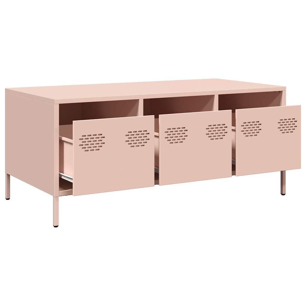 Salongbord rosa 101,5x50x43,5 cm kaldvalset stål
