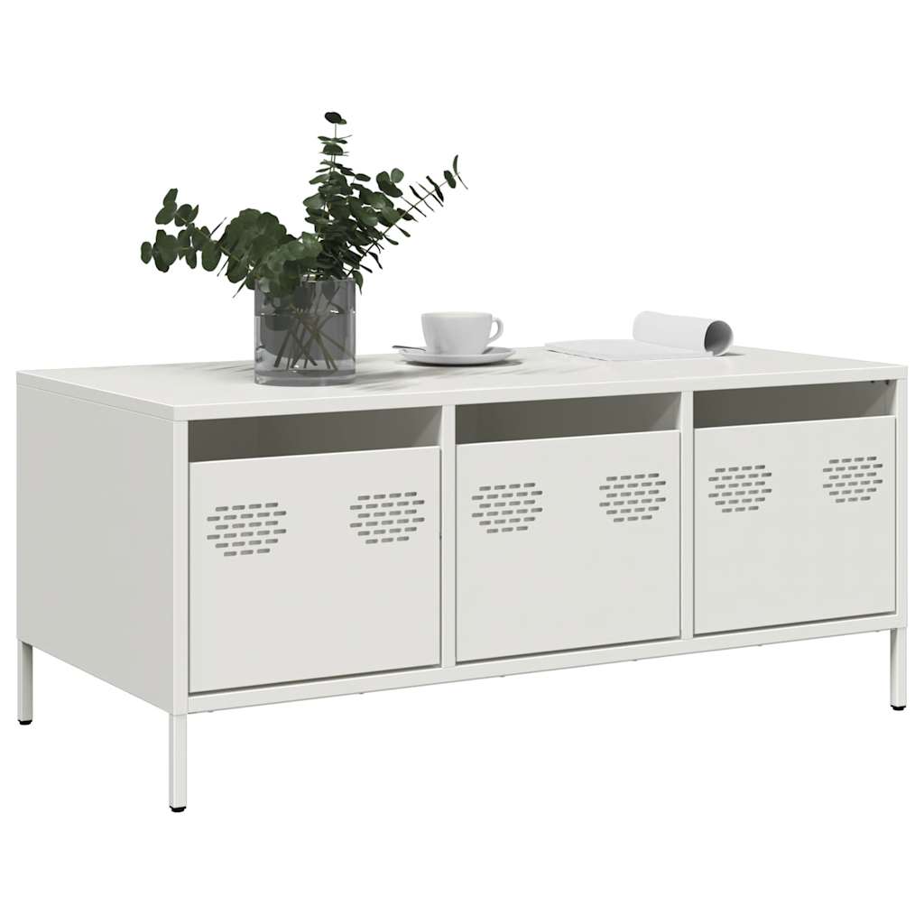 Salongbord hvit 101,5x50x43,5 cm kaldvalset stål