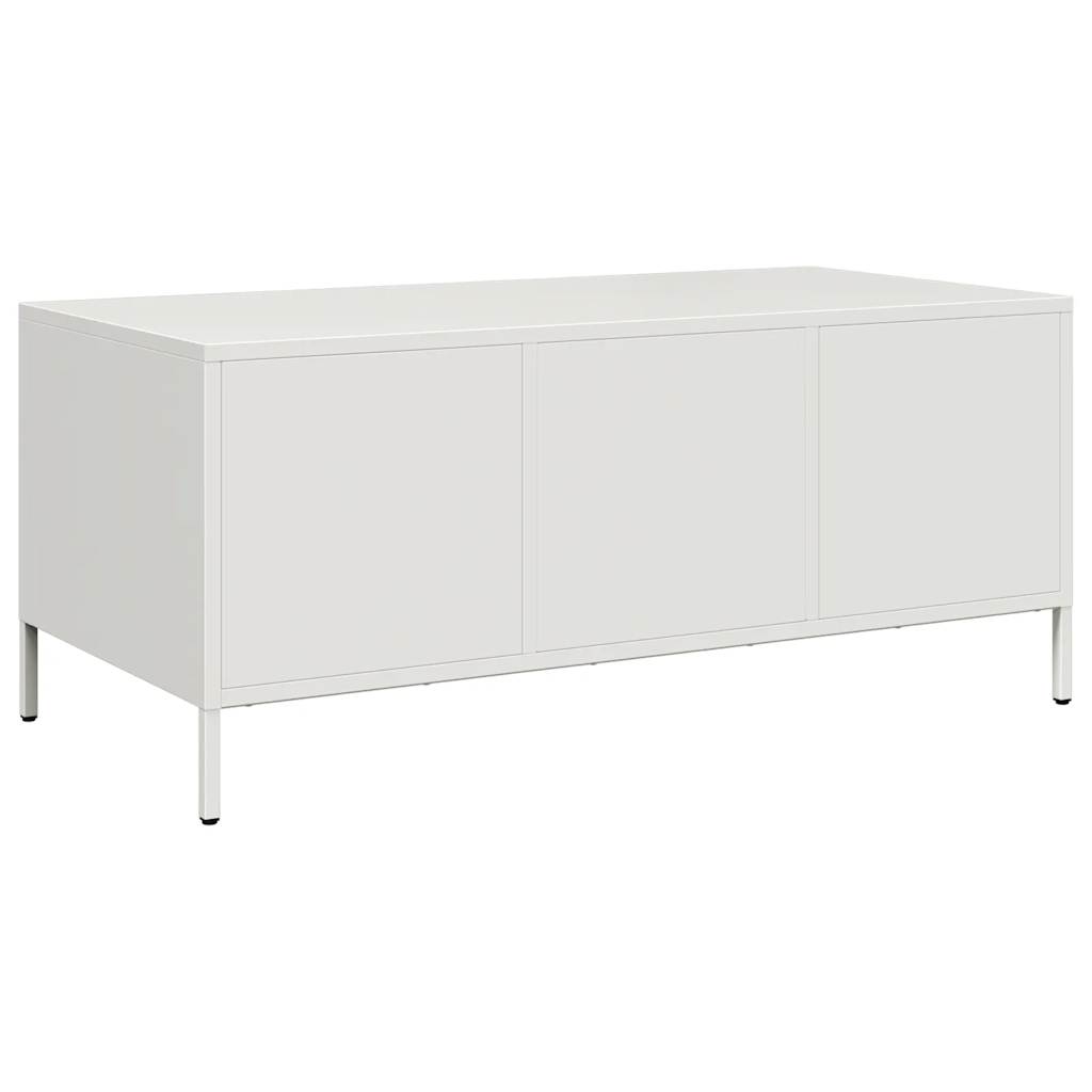 Salongbord hvit 101,5x50x43,5 cm kaldvalset stål