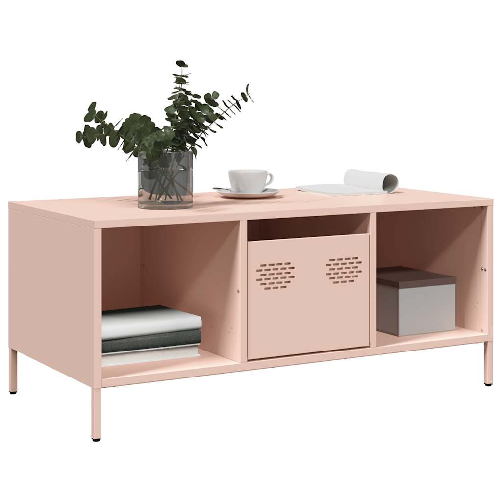 Salongbord rosa 101,5x50x43,5 cm kaldvalset stål