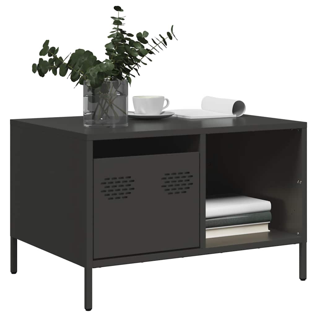 Salongbord svart 68,5x50x43,5 cm kaldvalset stål