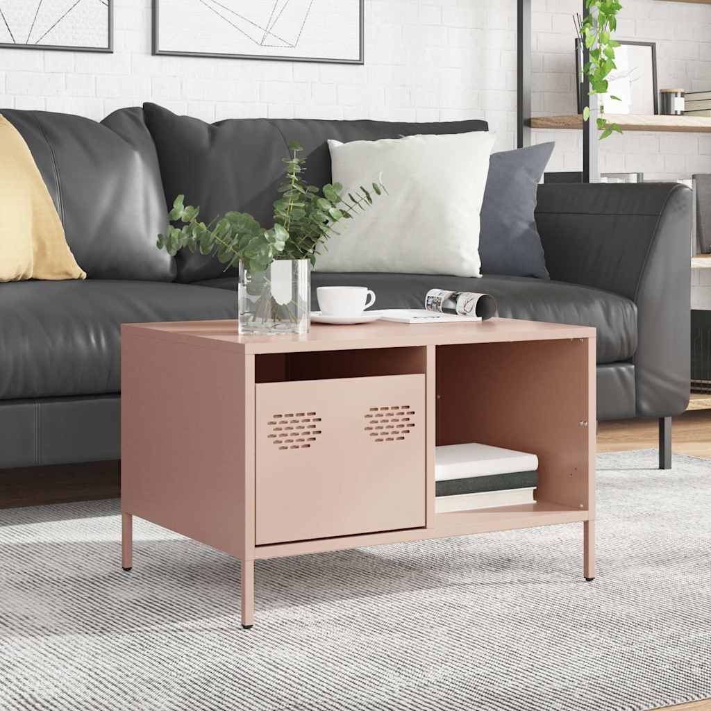 Salongbord rosa 68,5x50x43,5 cm kaldvalset stål