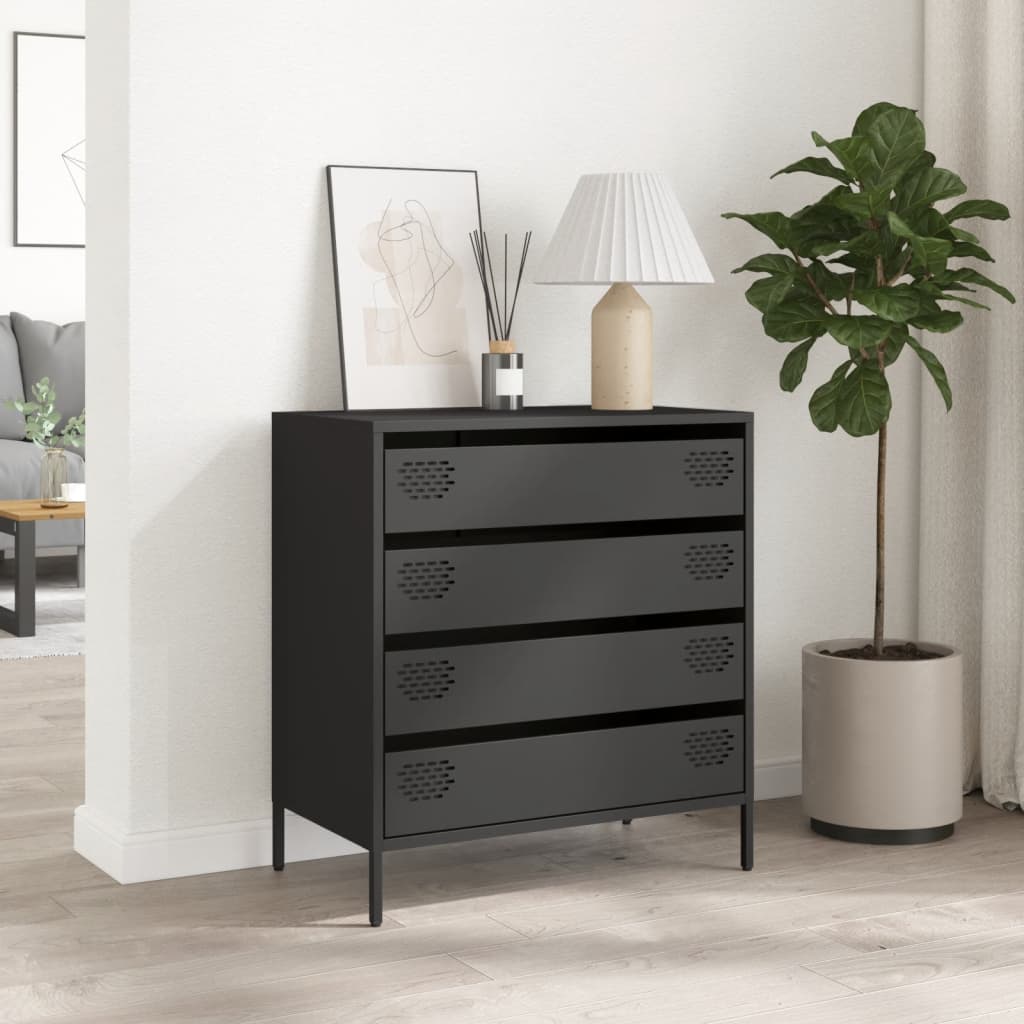 Oppbevaringskap svart 68x39x73,5 cm kaldvalset stål