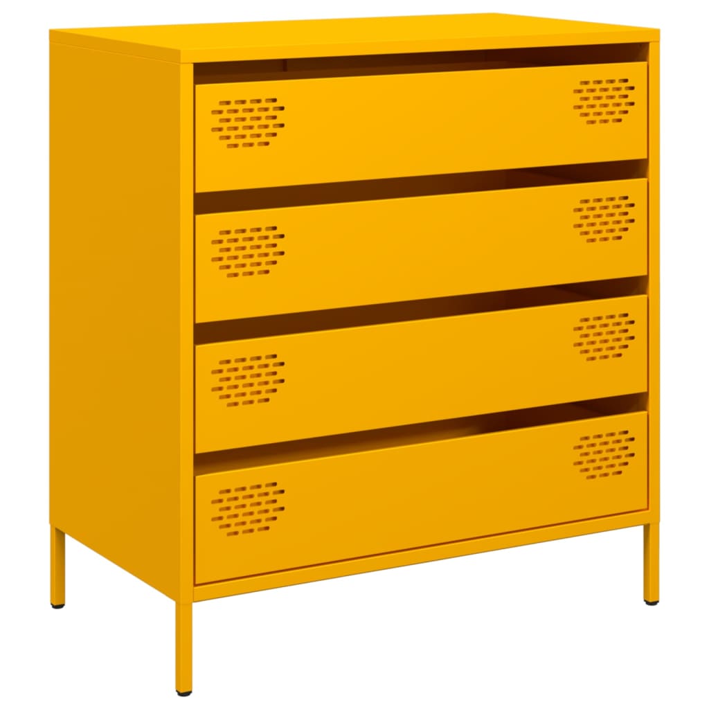 Skjenk sennepsgul 68x39x73,5 cm kaldvalset stål