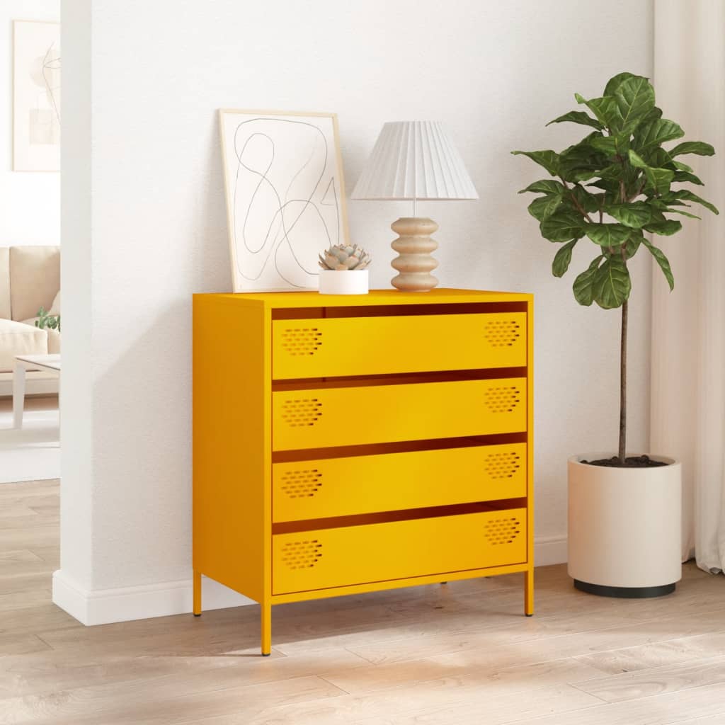 Skjenk sennepsgul 68x39x73,5 cm kaldvalset stål