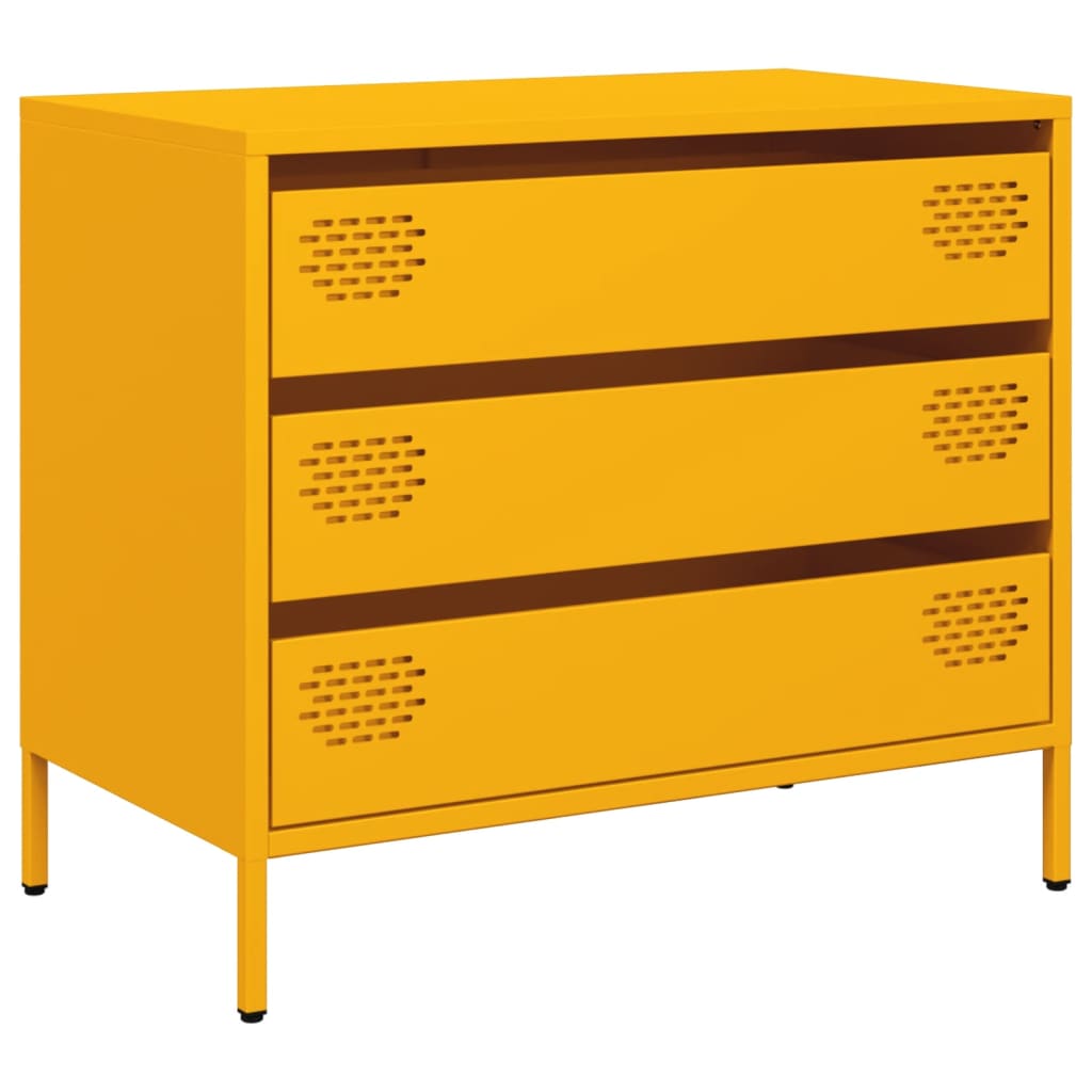 Skjenk sennepsgul 68x39x58,5 cm kaldvalset stål