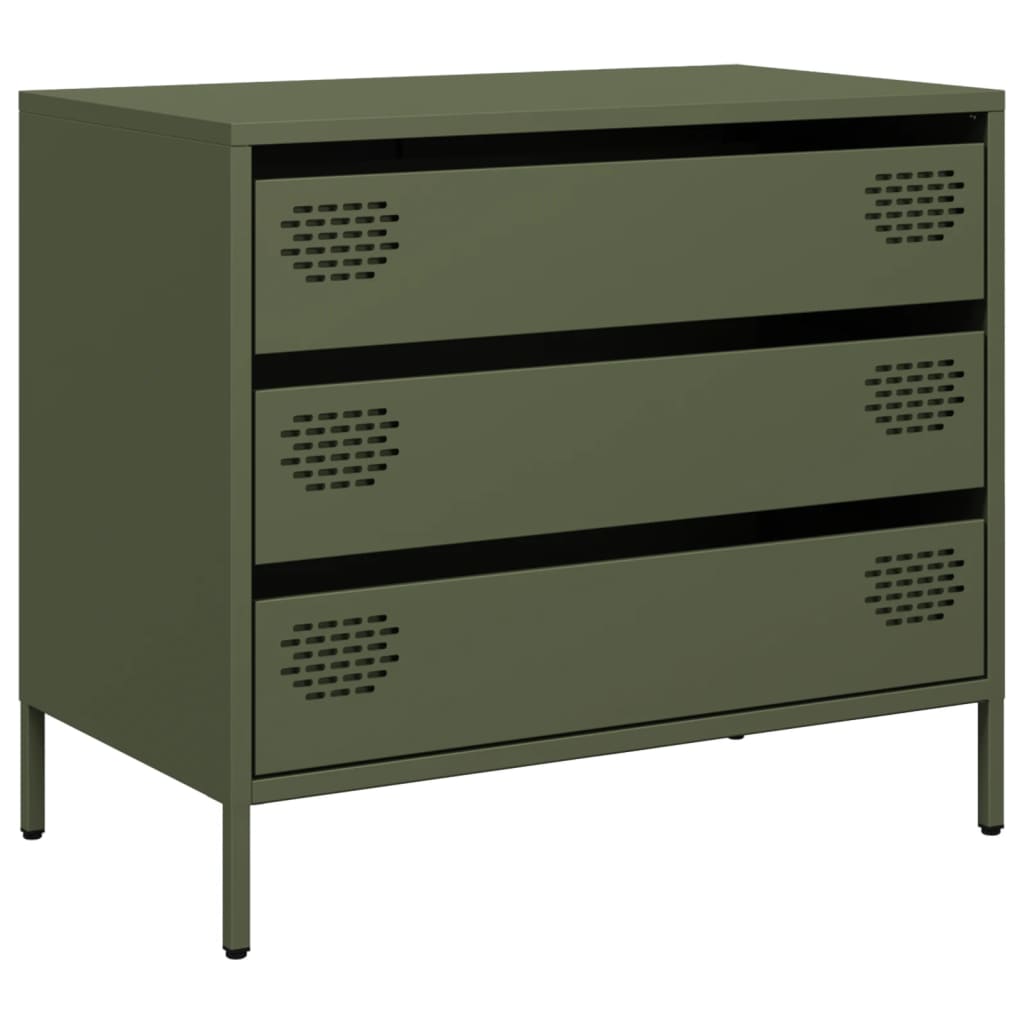 Skjenk olivengrønn 68x39x58,5 cm kaldvalset stål