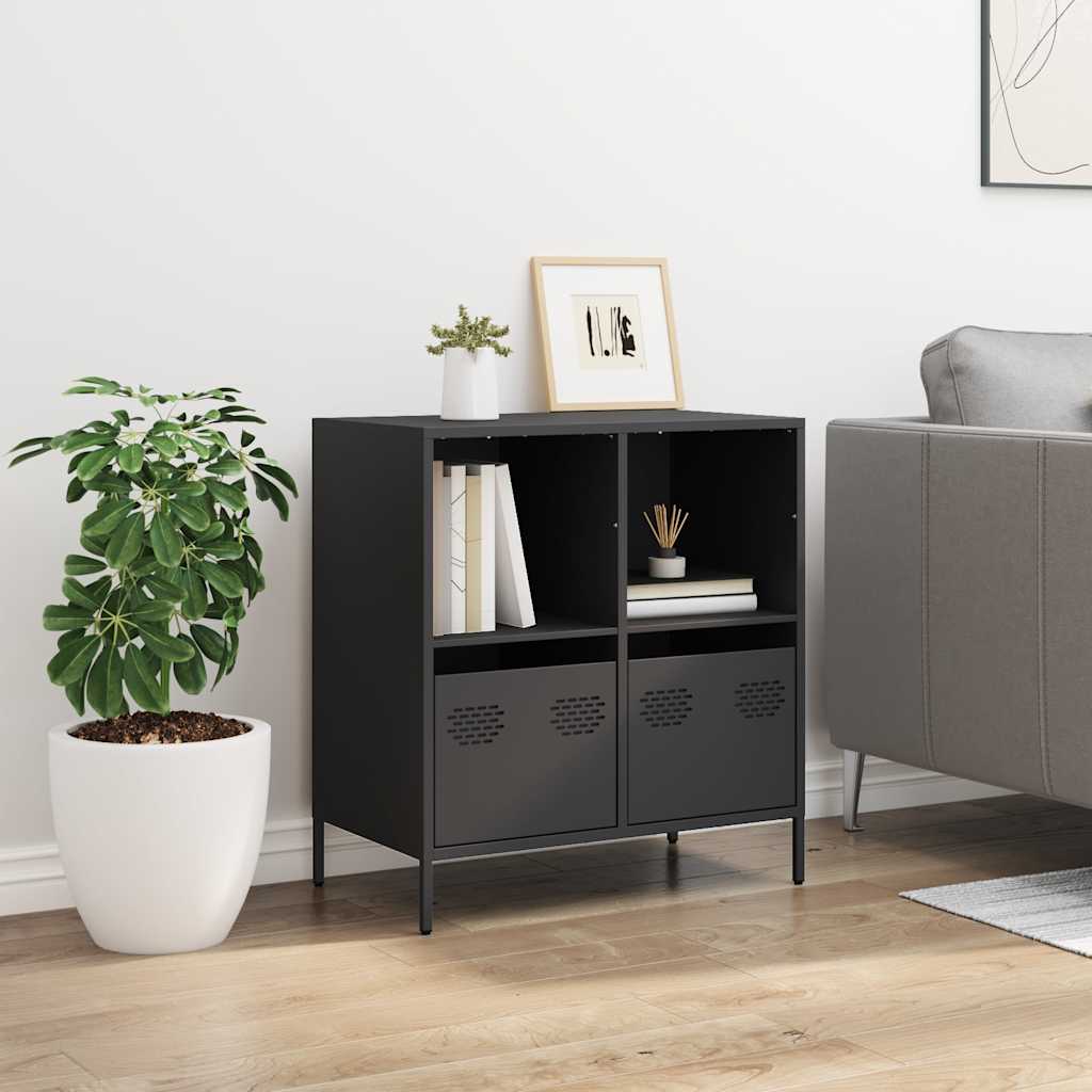 Oppbevaringskap svart 68x39x73,5 cm kaldvalset stål