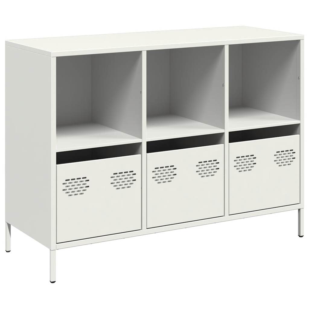 Skjenk hvit 101,5x39x73,5 cm kaldvalset stål