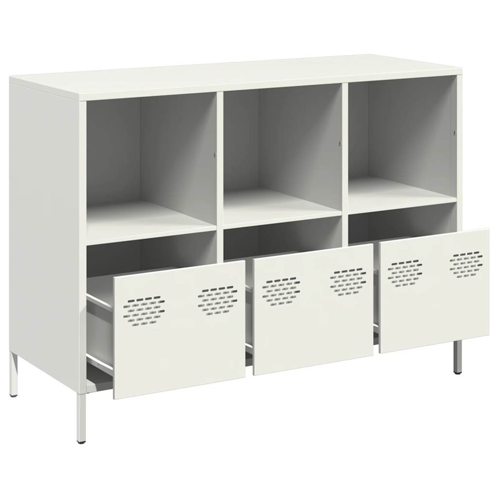Skjenk hvit 101,5x39x73,5 cm kaldvalset stål