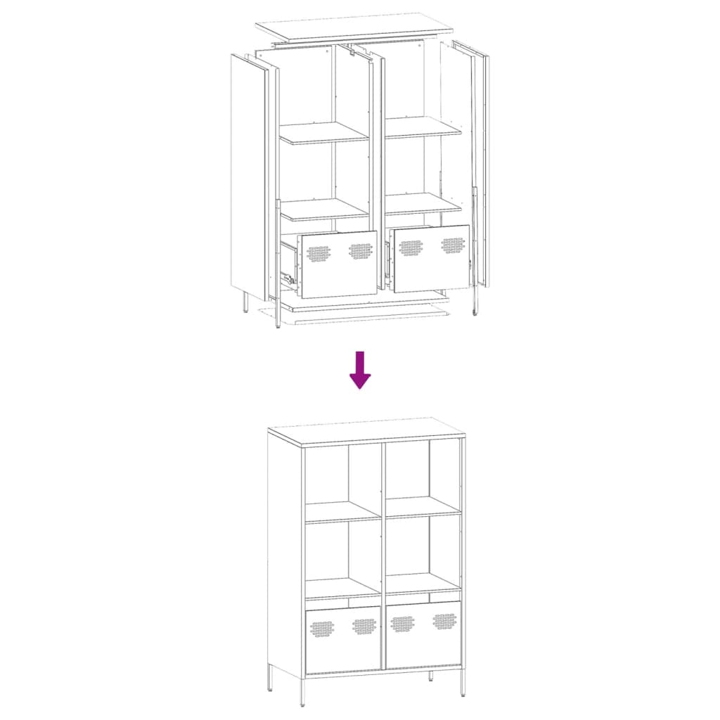 Highboard antrasitt 68x39x103,5 cm stål