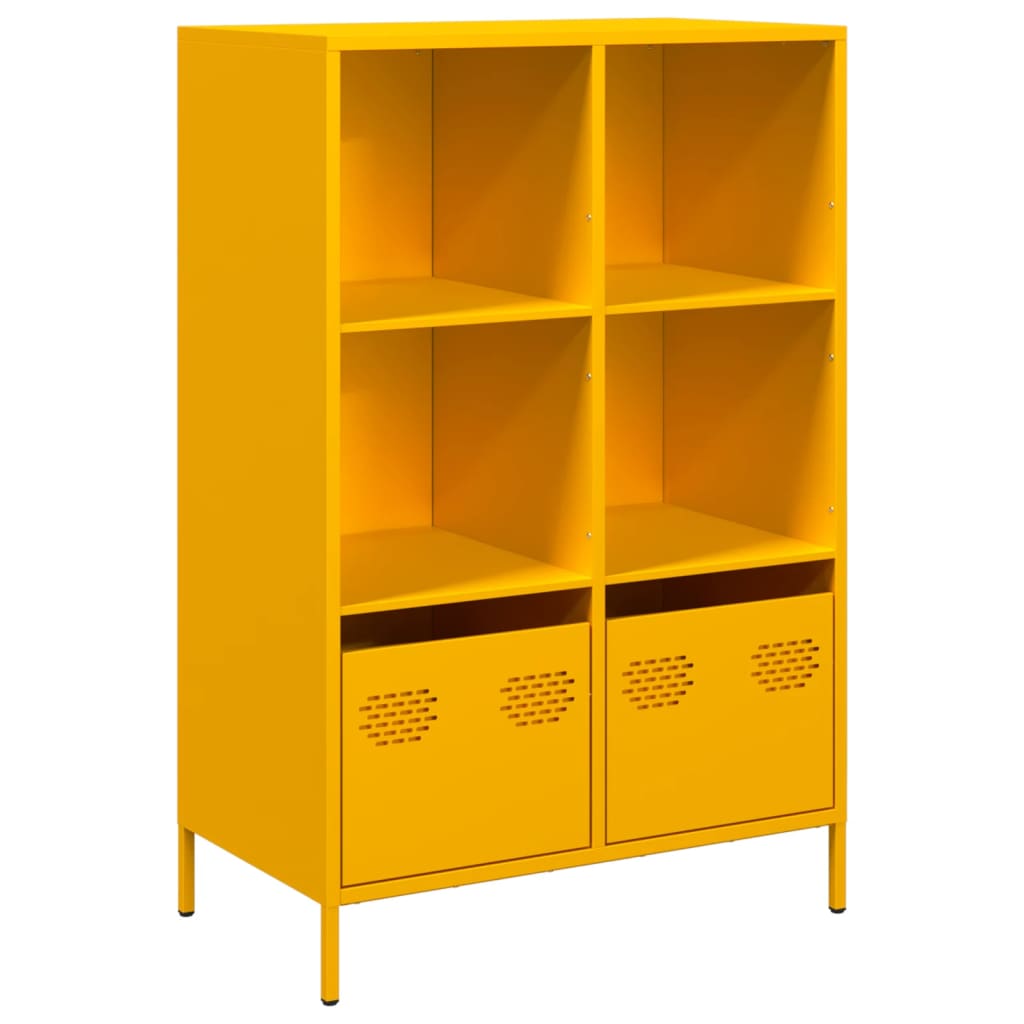 Highboard sennepsgul 68x39x103,5 cm stål