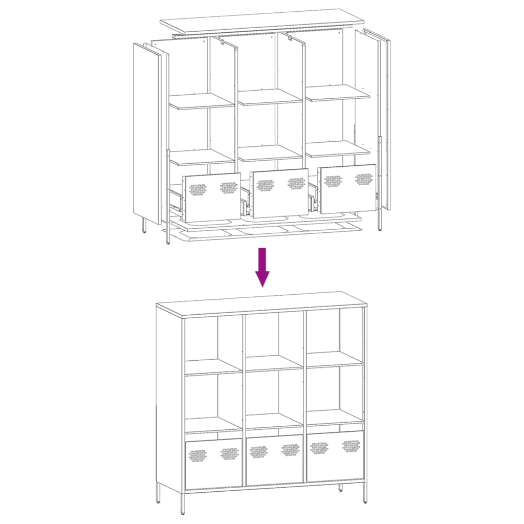 Highboard svart 101,5x39x103,5 cm stål
