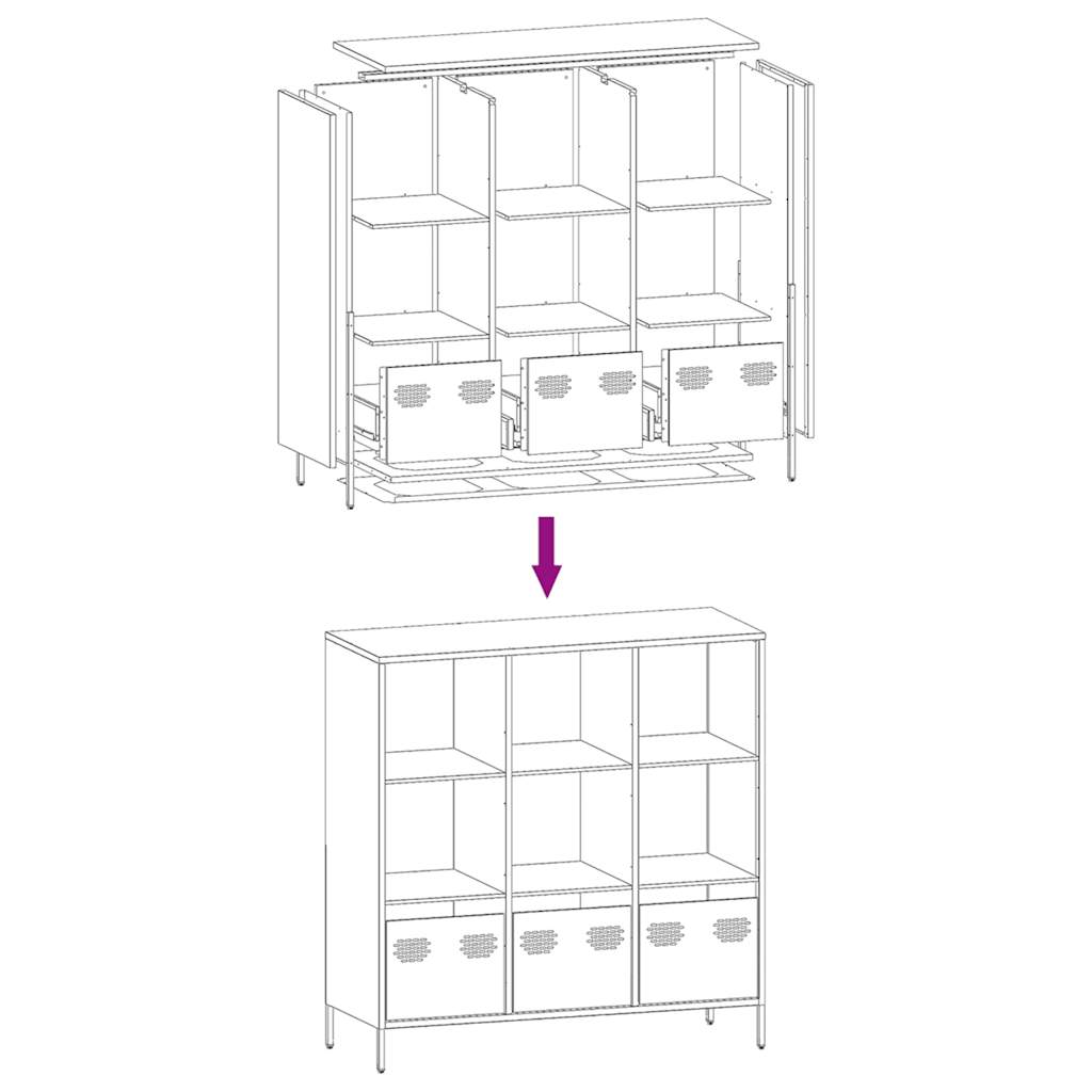 Highboard hvit 101,5x39x103,5 cm stål