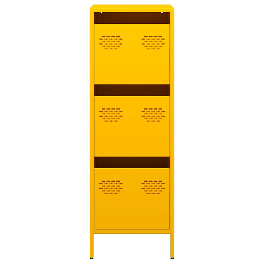 Highboard sennepsgul 39x35x103,5 cm stål