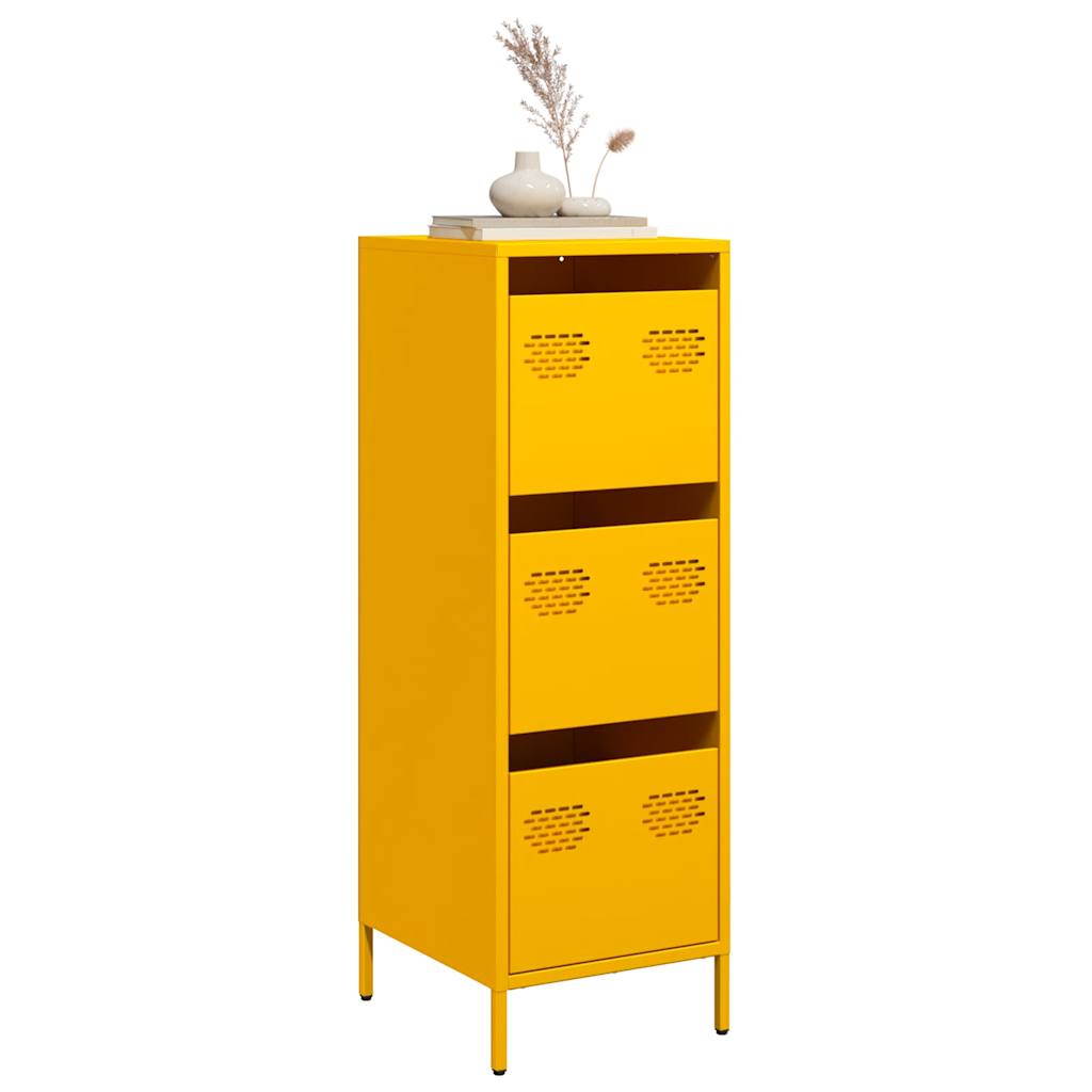 Highboard sennepsgul 39x35x103,5 cm stål