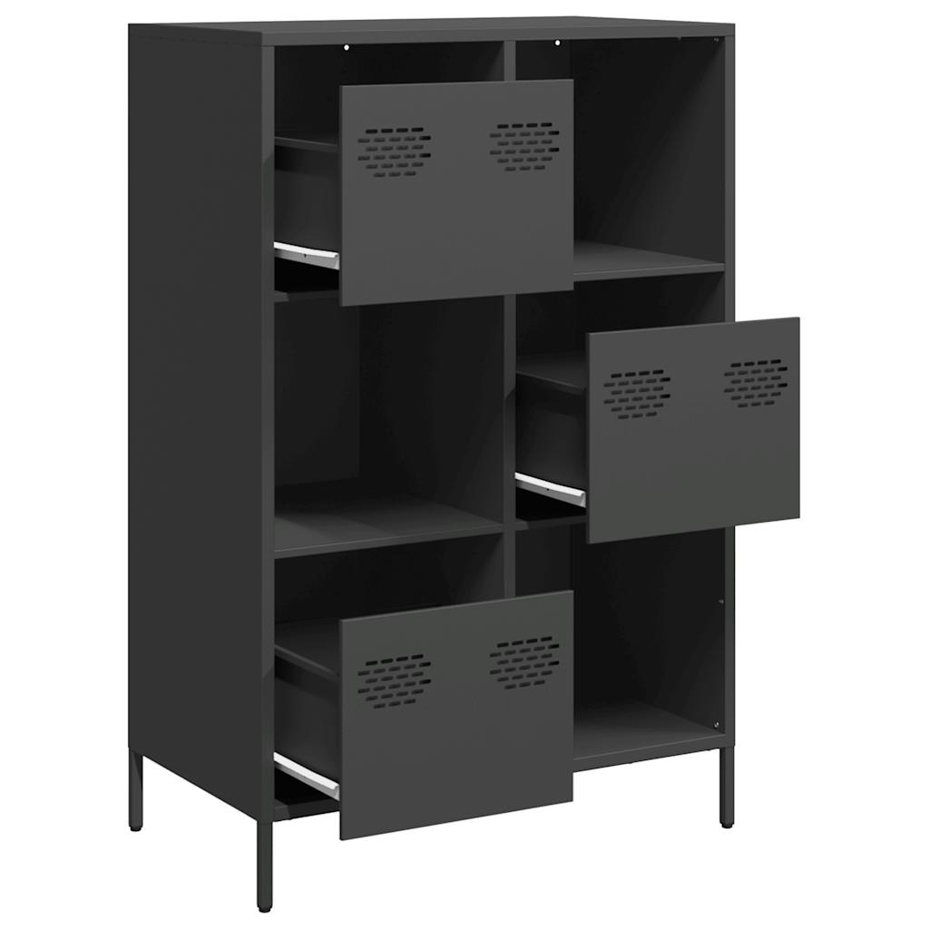 Highboard svart 68x39x103,5 cm stål