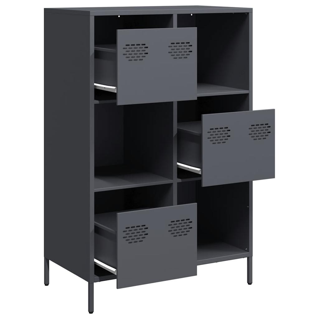 Highboard antrasitt 68x39x103,5 cm stål
