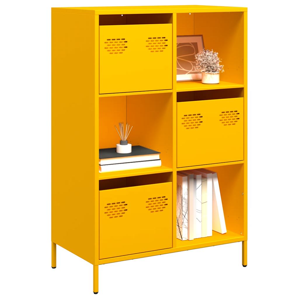 Highboard sennepsgul 68x39x103,5 cm stål