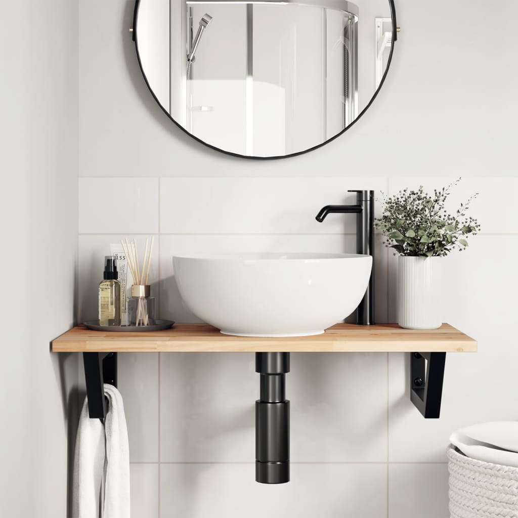 Servanthylle veggmontert stål og heltre akasie