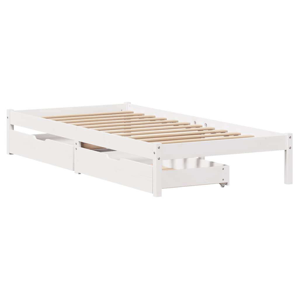 Sengeramme uten madrass hvit 75x190 cm heltre furu