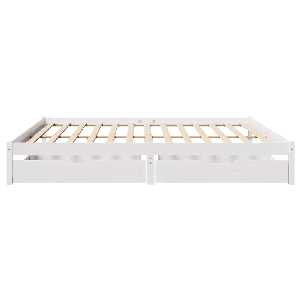 Sengeramme med madrass hvit 200x200 cm heltre furu