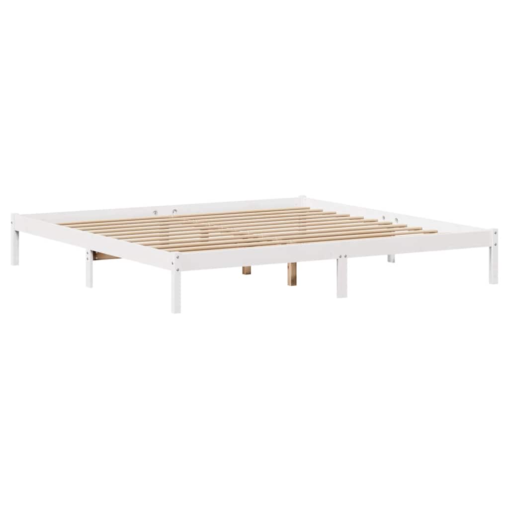 Sengeramme med madrass hvit 200x200 cm heltre furu