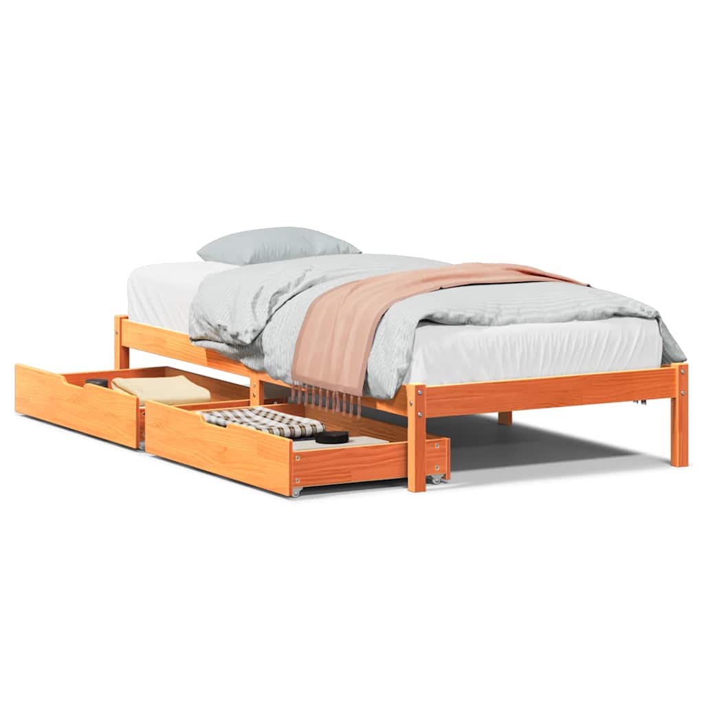 Sengeramme uten madrass voksbrun 75x190 cm heltre furu