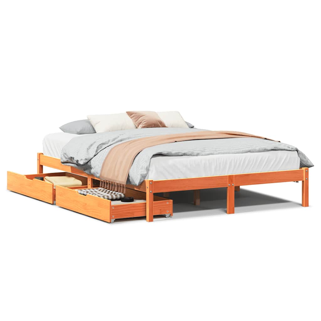 Sengeramme uten madrass brun 135x190 cm heltre furu
