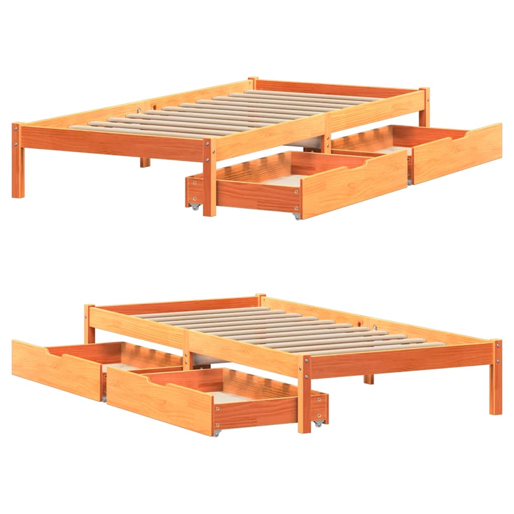 Sengeramme uten madrass voksbrun 90x200 cm heltre furu