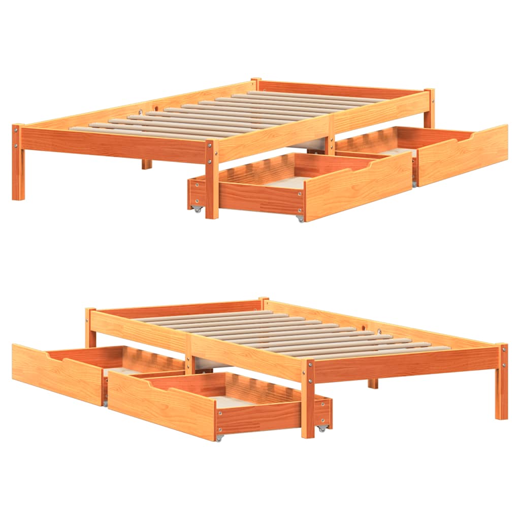 Sengeramme uten madrass voksbrun 100x200 cm heltre furu