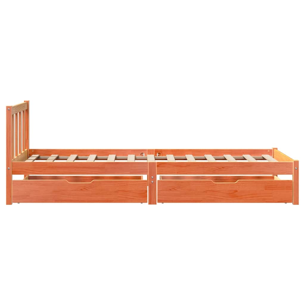 Sengeramme uten madrass voksbrun 100x200 cm heltre furu